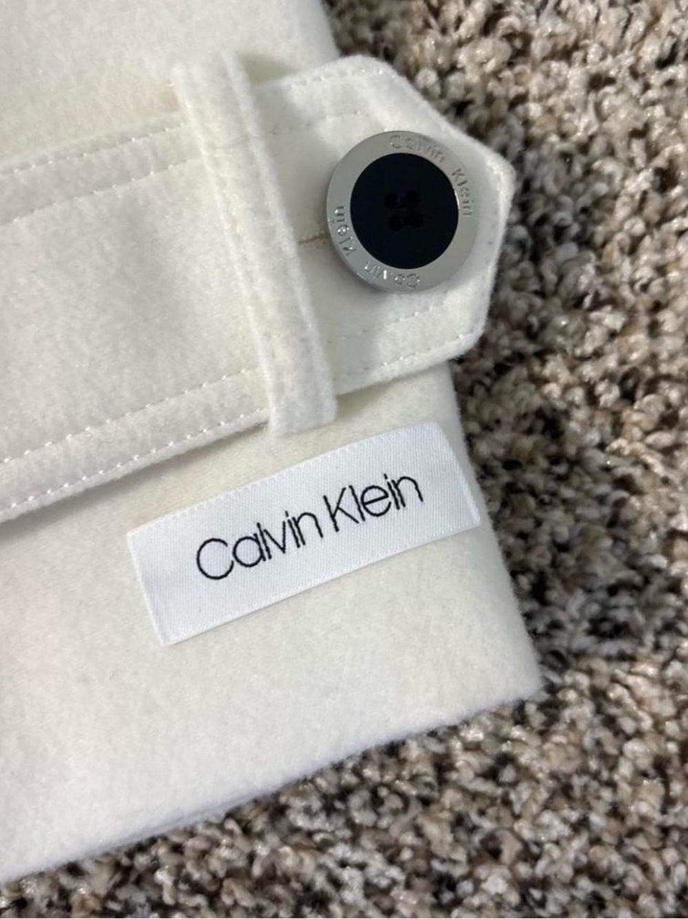 Calvin Klein White Belted Trench Coat Size M - Picture 6 of 6